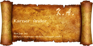 Karner Andor névjegykártya